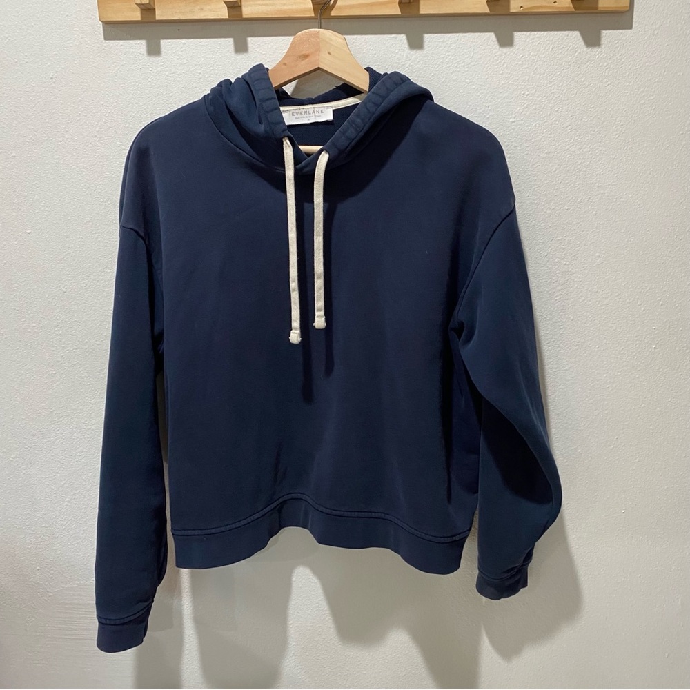 Everlane The Classic French Terry Square Hoodie blue size medium - Picture 2 of 5